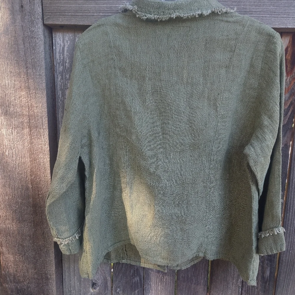 FLAX Sage Green Button Down Shirt M - Picture 4 of 4